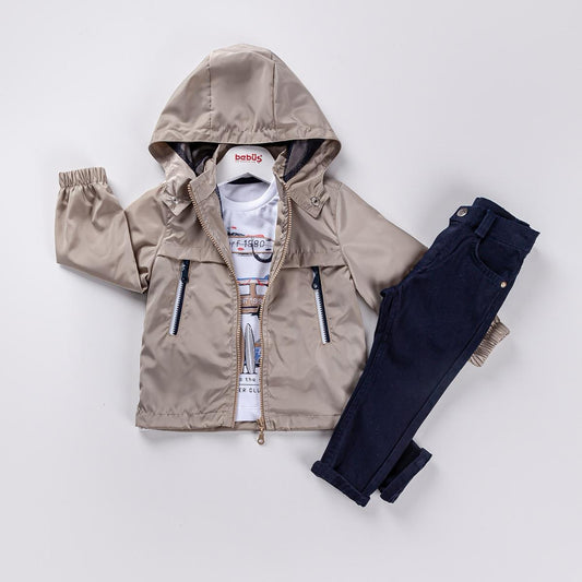 3-piece Boys Rain Jacket, shirt and pants set