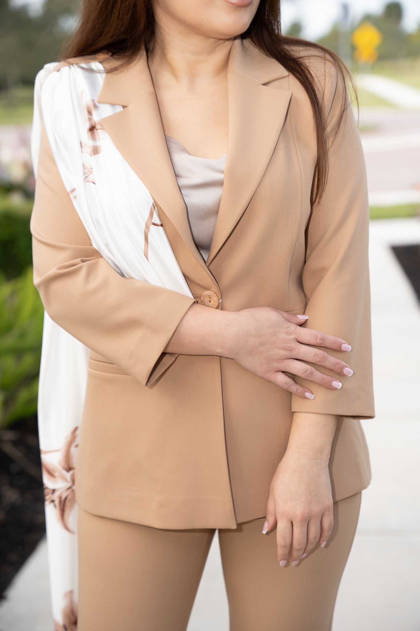 Elegant classic blazer with unique fabric detail