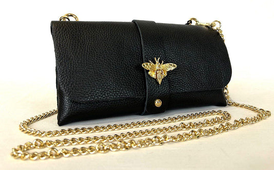 Bee Emblem High Quality Clutch Bag with Gold Chain Strap