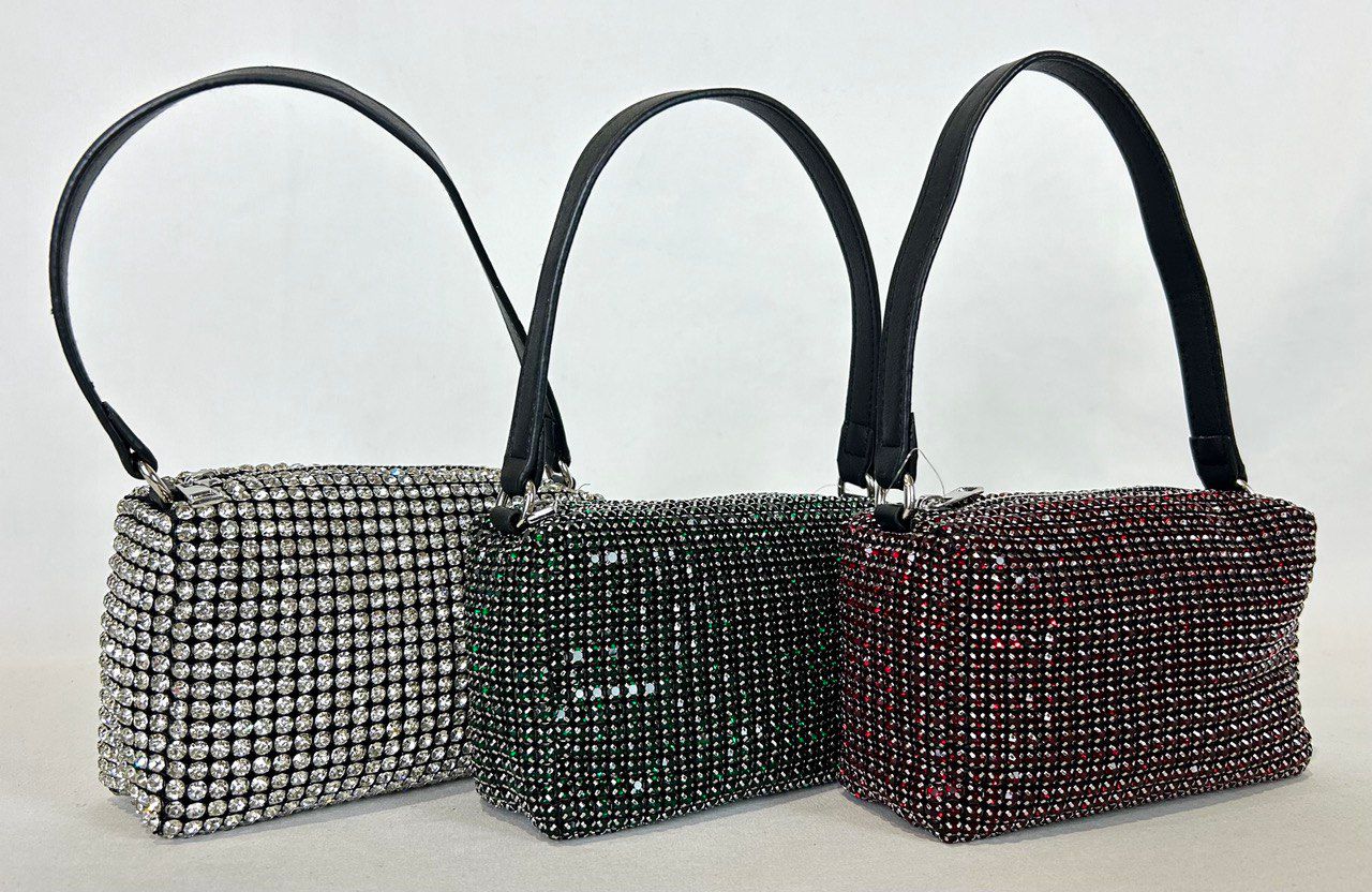 Medium rhinestone-embellished clutch bag