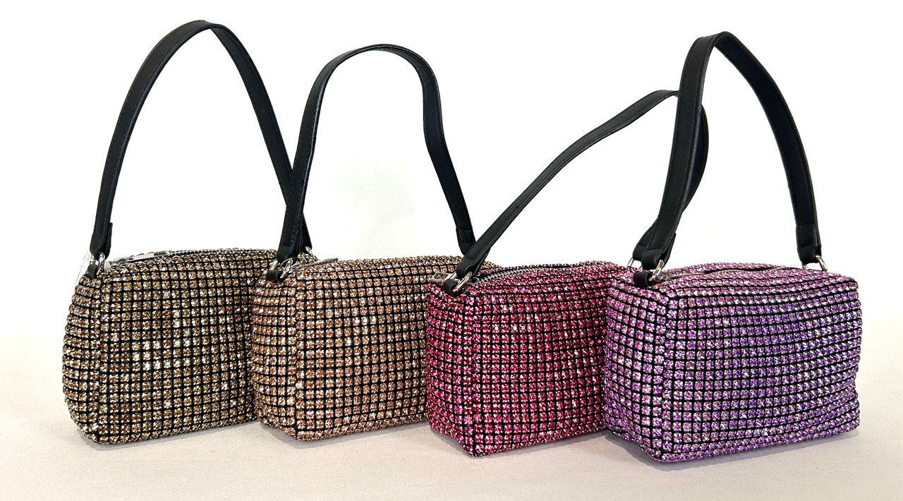 Medium rhinestone-embellished clutch bag