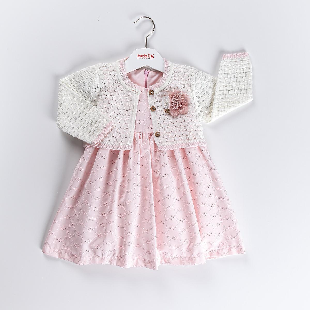 2-piece Girls Crew Neck Knitted Sweater and Dress set