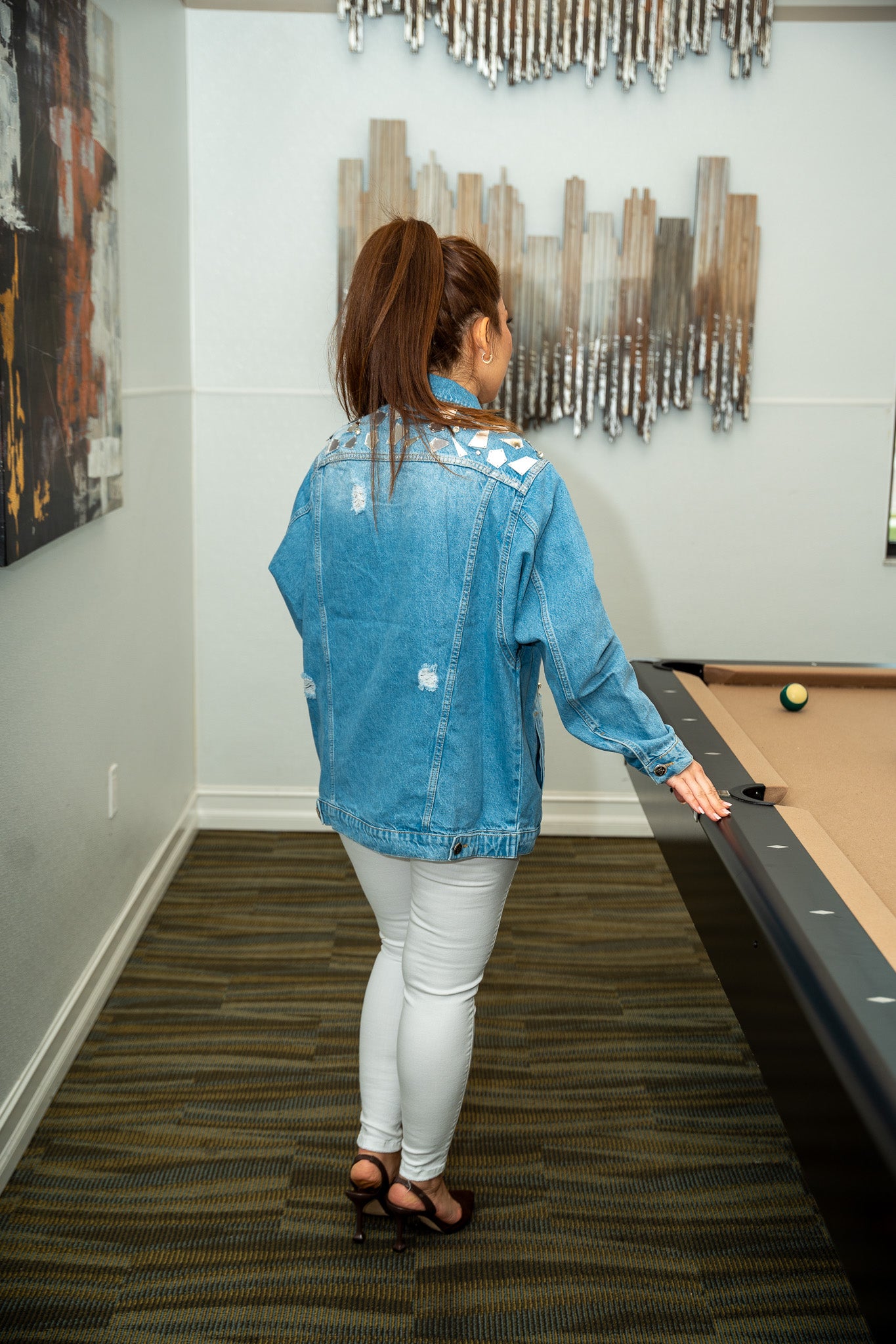 Rhinestone Button Down Denim Jacket