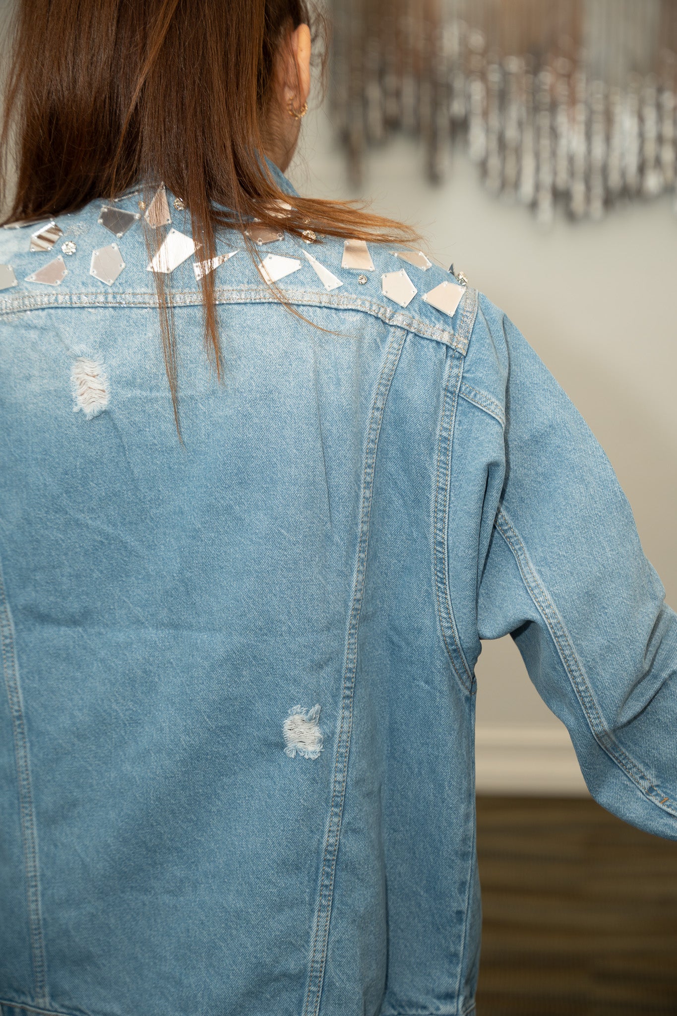 Rhinestone Button Down Denim Jacket