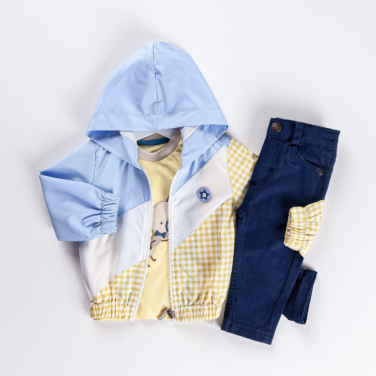 3-piece Boys Hooded Zipper Outer Jacket, T-Shirt & Pants Sets