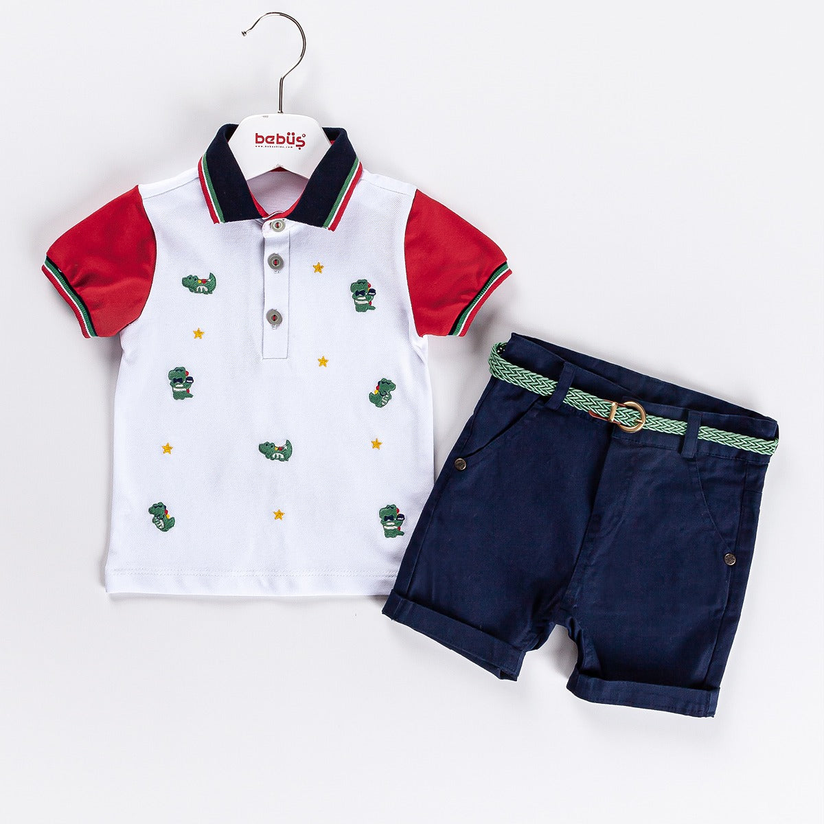 2-piece Boys Alligator Embroidered Polo Shirt & Shorts Set