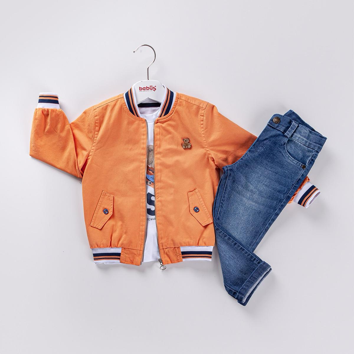 3-piece Boys Bomber Jacket, Shirt and Denim Pants set