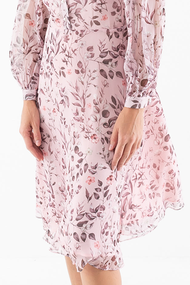 Rose Print Dress with white collar