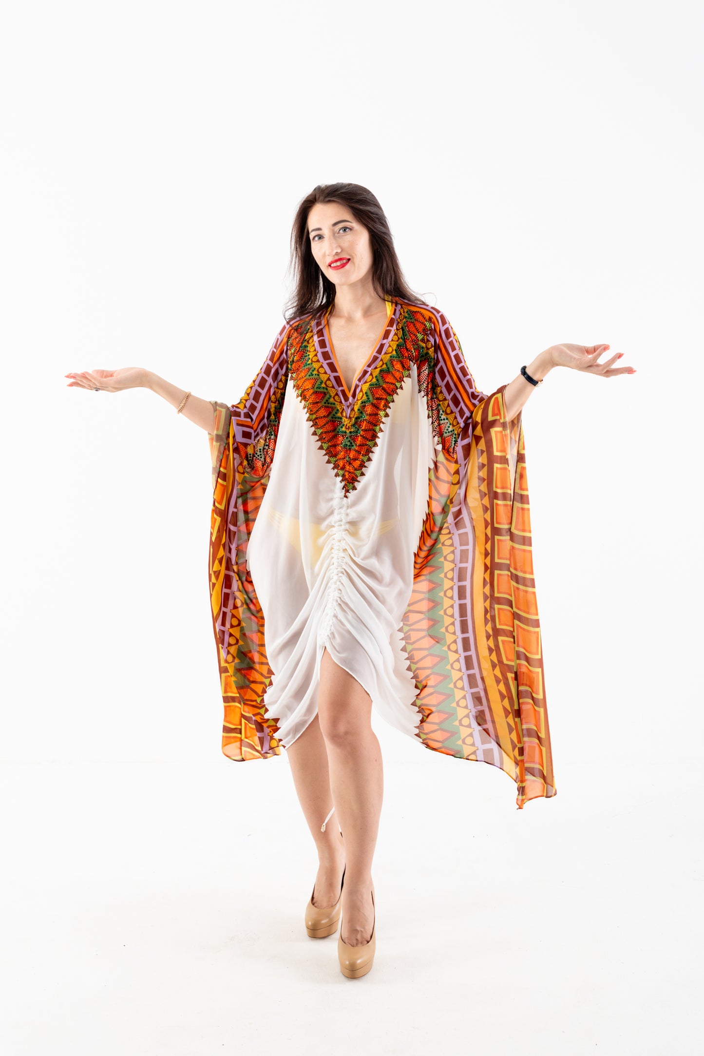 Vibrant Print Cover Up Dress