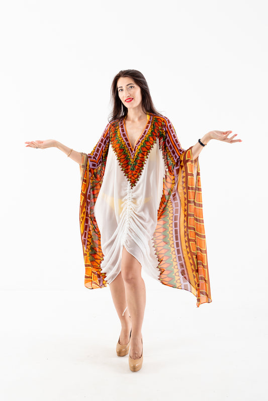 Vibrant Print Cover Up Dress