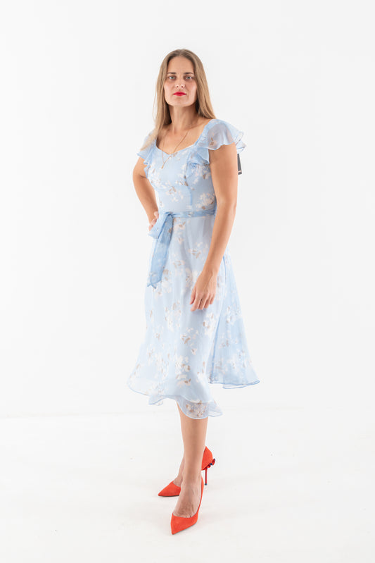 Floral Print Dress Light Blue